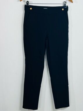 Fundamental Things Pull On Gold Detail Black Dress Pants Slim Leg Fit Size Small